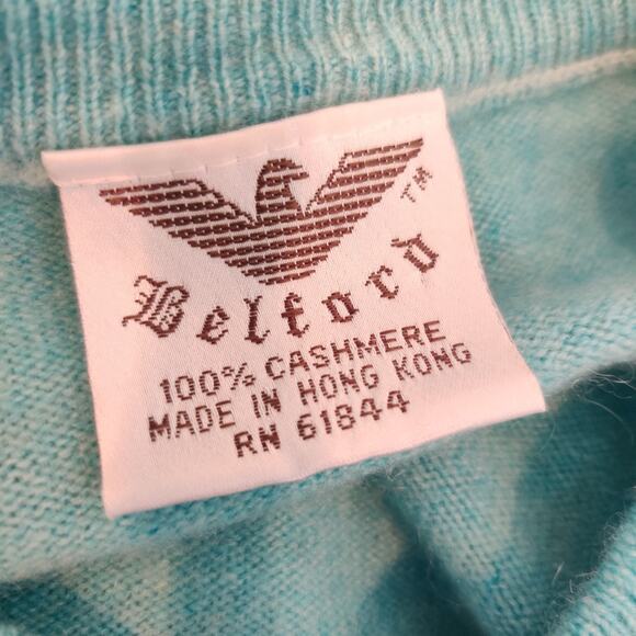 Belford Cashmere Cardigan Pleat Shoulder Vintage Hong Kong - Picture 7 of 8